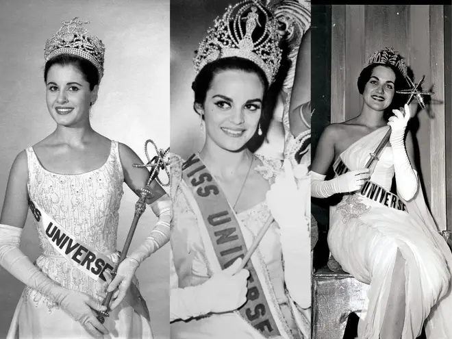 Una imagen de los primeros años de Miss Universo muestra el estilo clásico del certamen en sus inicios, cuando la competencia se centraba en un ideal rígido de belleza y elegancia que reflejaba los valores sociales de mediados del siglo veinte.
