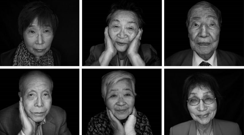 Seis sobrevivientes de la bomba atómica de Hiroshima (hibakusha) retratados en 2016. Sus testimonios han contribuido a mantener viva la memoria de las consecuencias humanas de la guerra nuclear. Foto: Johannes Eisele / AFP.